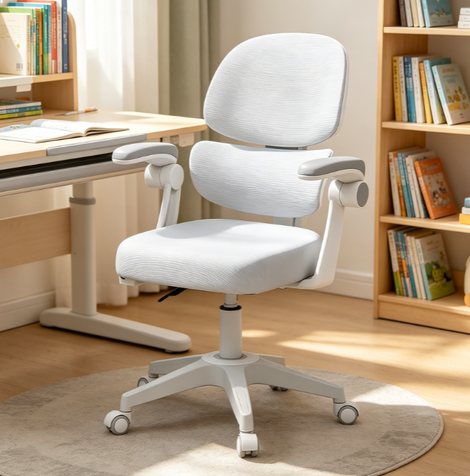 Grey Back Following Children’s Study Chair with Armrest and Sit Lock Casters, Ages 5 13