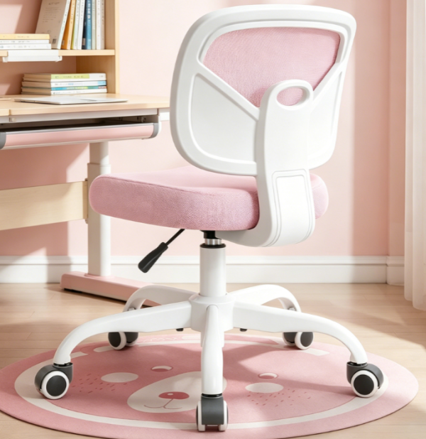 Pink Height Adjustable Swivel Mesh Study Chair for Boys and Girls, Suitable for Ages 4 12